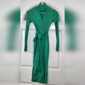 Cute Story Sweater Midi Dress - Kelly Green
